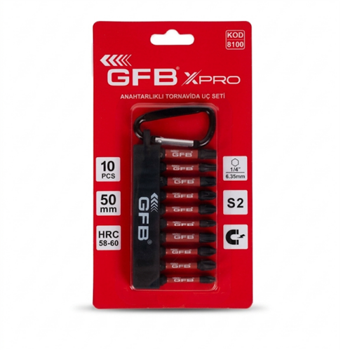 GFB 10 PARÇALI XPRO ANAHTARLIKLI BİTS UÇ SETİ SİYAH